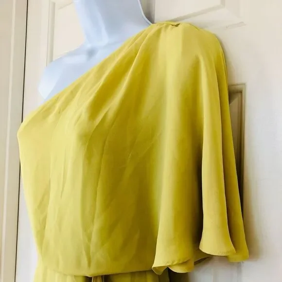 BCBGMAXAZRIA Mina Dark Lime One Shoulder Mini Dress - Picture 7 of 15